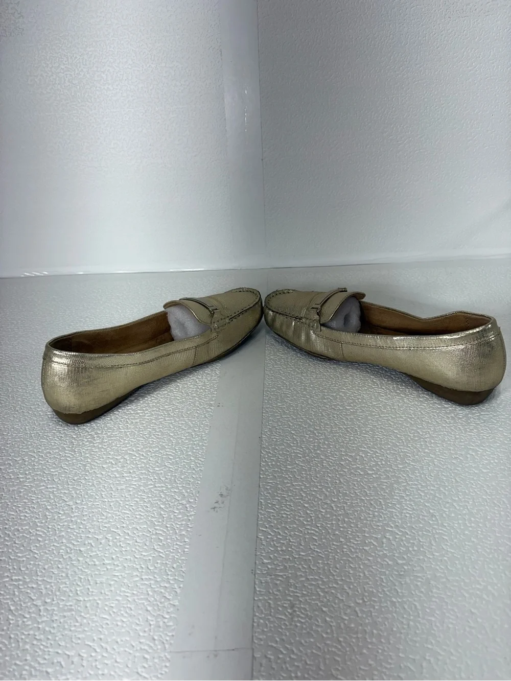 Naturalizer Gold Metallic Slip-On Loafers with Metal Accent s274